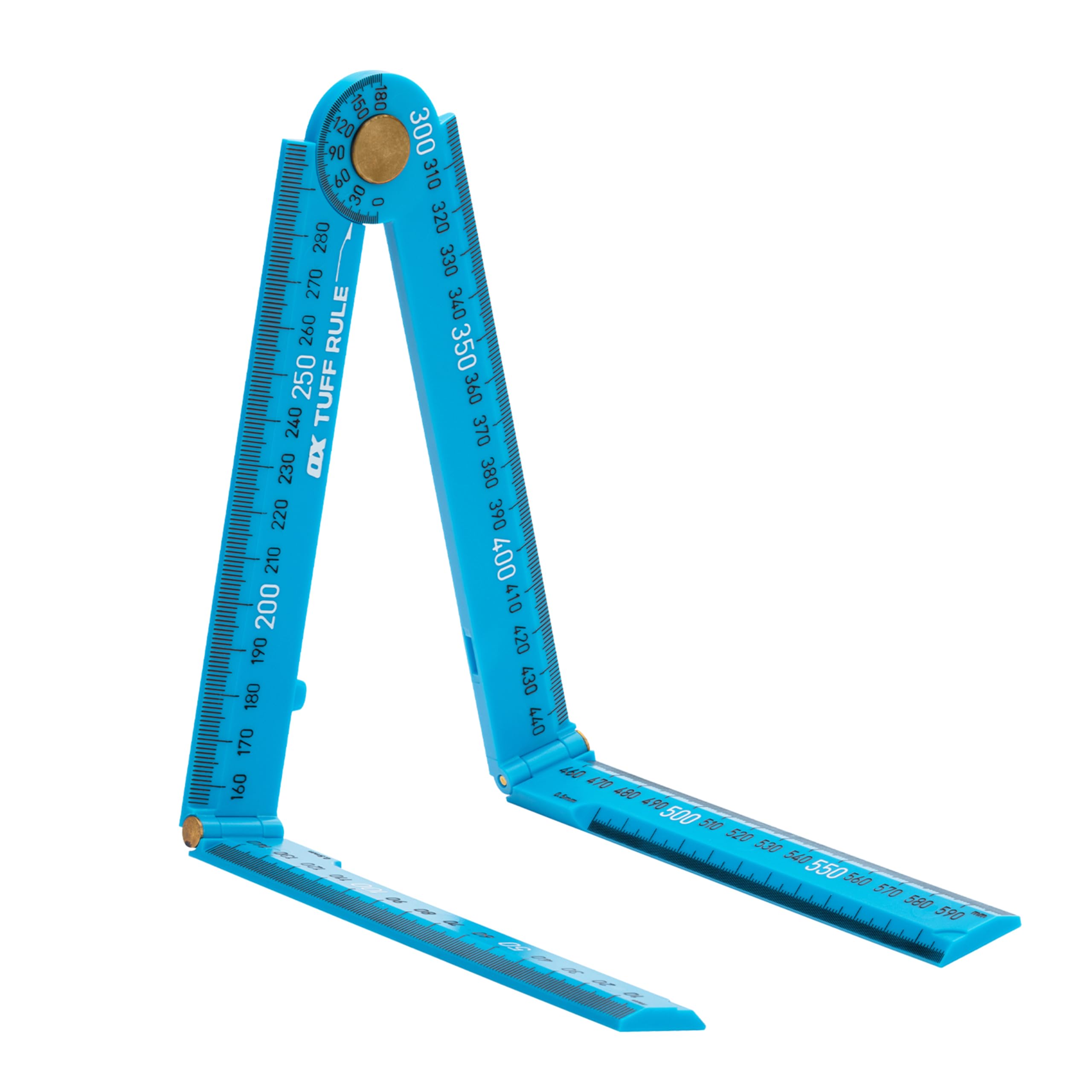 OX Pro Tuff Folding Rule Cyan, Carpenters Measuring Angle Finder ABS Plastic Ruler 600mm