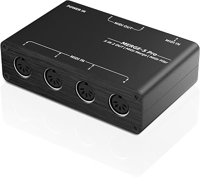 DigitalLife SynkMergeX-M5 5-In/2-Out MIDI Merge Box 5-Pin DIN Device Metal