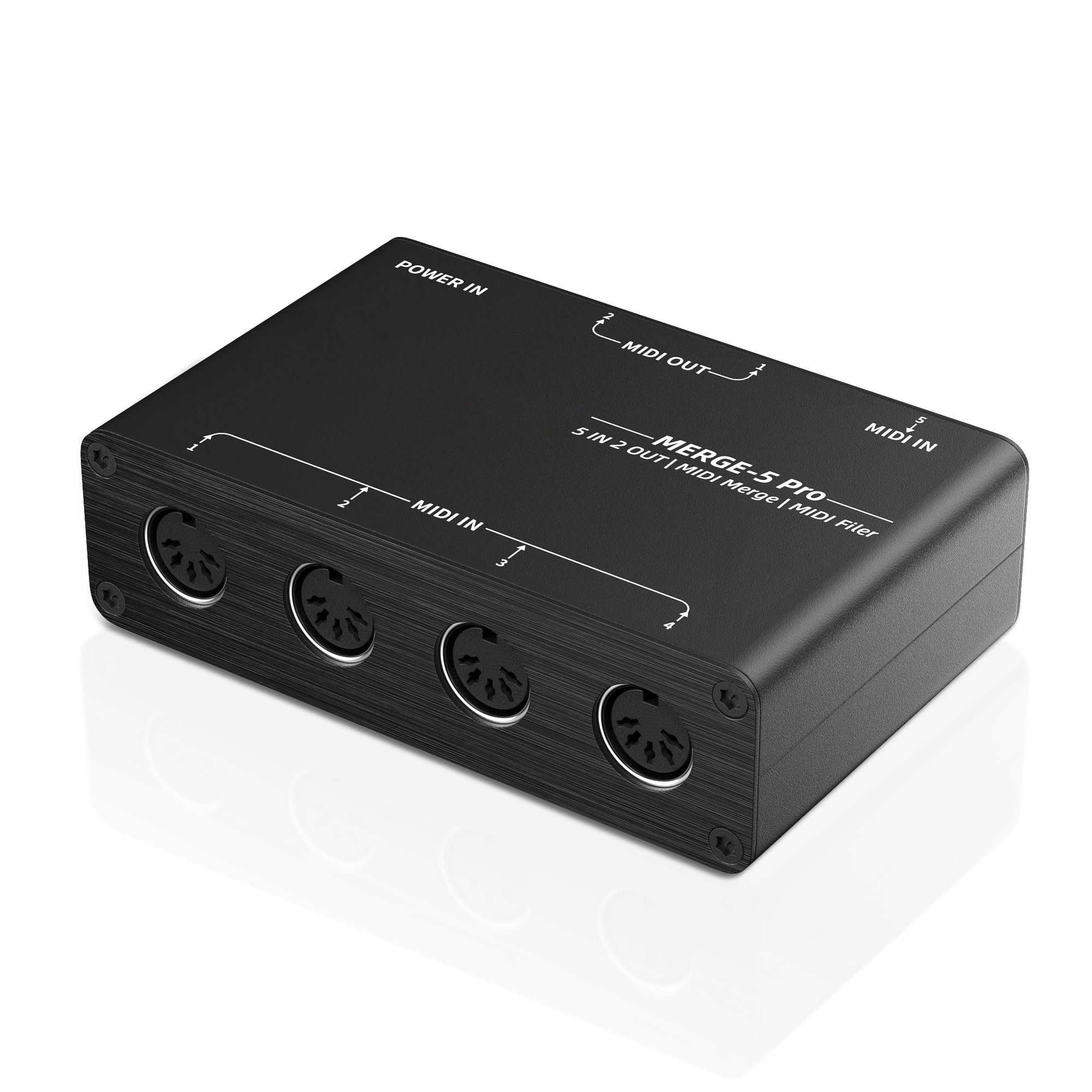 DigitalLife Merge Box Stand-Alone 5-In/2-Out MIDI (Interfaccia MIDI a 5 Pin) - MERGE-5, Chassis in Metallo