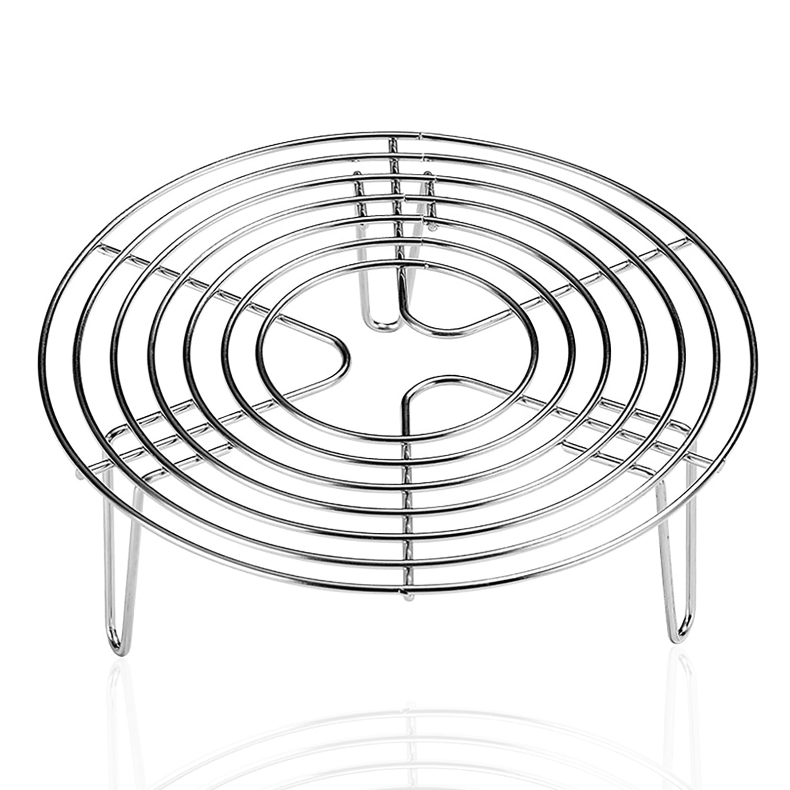 Besttoolifes 304 Edelstahl Rund Dampfgarer Rack Multi-Size Dampfschale Küche Kochgeschirr Schnellkochtopf Einsatz Mit Hitzebeständigem Griff Für Brot Toast Backen (19,7 Cm