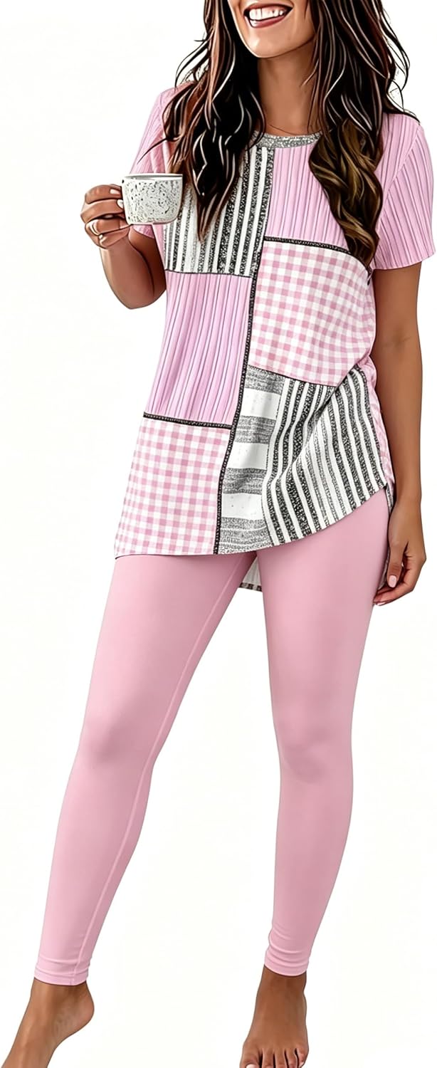Batehif Plus Size Lounge Pajamas Set for Womens 2 Pieces Sweatsuit Matching Loungewear Travel Outfitss