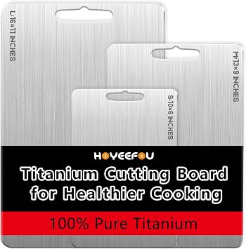 Titanium Cutting Board Set of 3, 2026 New Upgrade 100% Pure Titanium Cutting Boards for Kitchen,Double Sided,Non Toxic Cutting Board, Separate Raw and Cooked Food Areas, Dishwasher Safe S+M+L