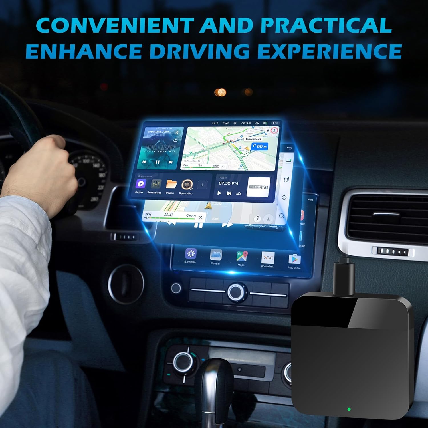 MEETOWN Adattatore Android Auto Wireless, Converti Android Auto Cablato in Wireless, Plug and Play da USB-A & USB-C, Compatibile con Android10+ - Immagine 4