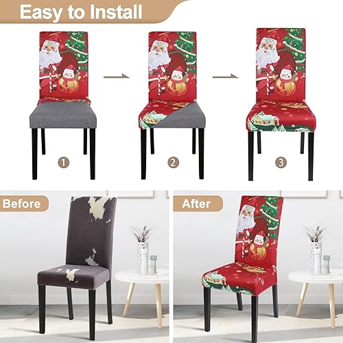 Vista 40 de SearchI - Fundas de silla para comedor, fundas de asiento elásticas, protectores de funda para sillas, funda lavable para sillas sin reposabrazos