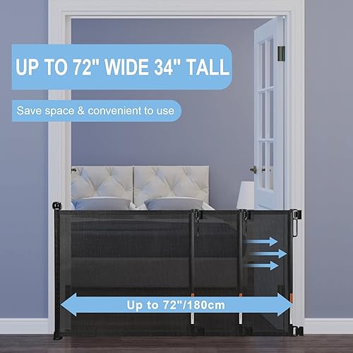 Miniatura 10 de probebi - Puertas retráctiles para bebés, para puertas, escaleras, se extiende hasta 54 pulgadas de ancho y 34 pulgadas de alto, puerta de malla
