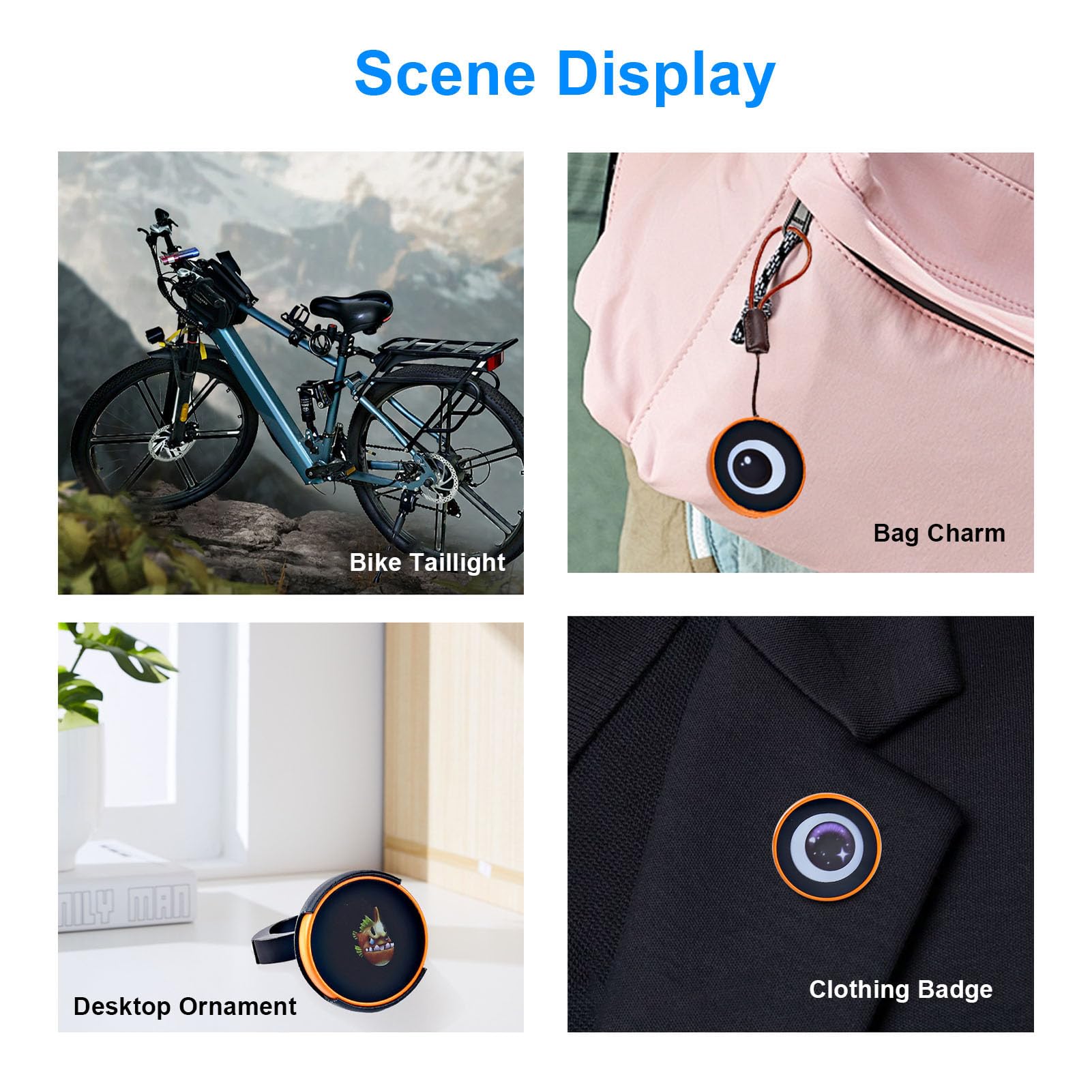 Bewinner ‌Fanale Posteriore Smart per Bici da 1,9" | Touchscreen HD, Rilevamento dei Freni, Batteria da 450 MAh, WiFi Diretto per Condivisione Multimediale Istantanea