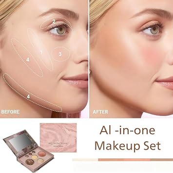 All-in-one Makeup Set,Multi-Functional Makeup Palette Gift Set,Baked Full Face Makeup Palette with Mirror,Makeup Kit for Women,Full Face Makeup Starter Kit with Bronzer,Blush,Highlighter,Eyeshadow