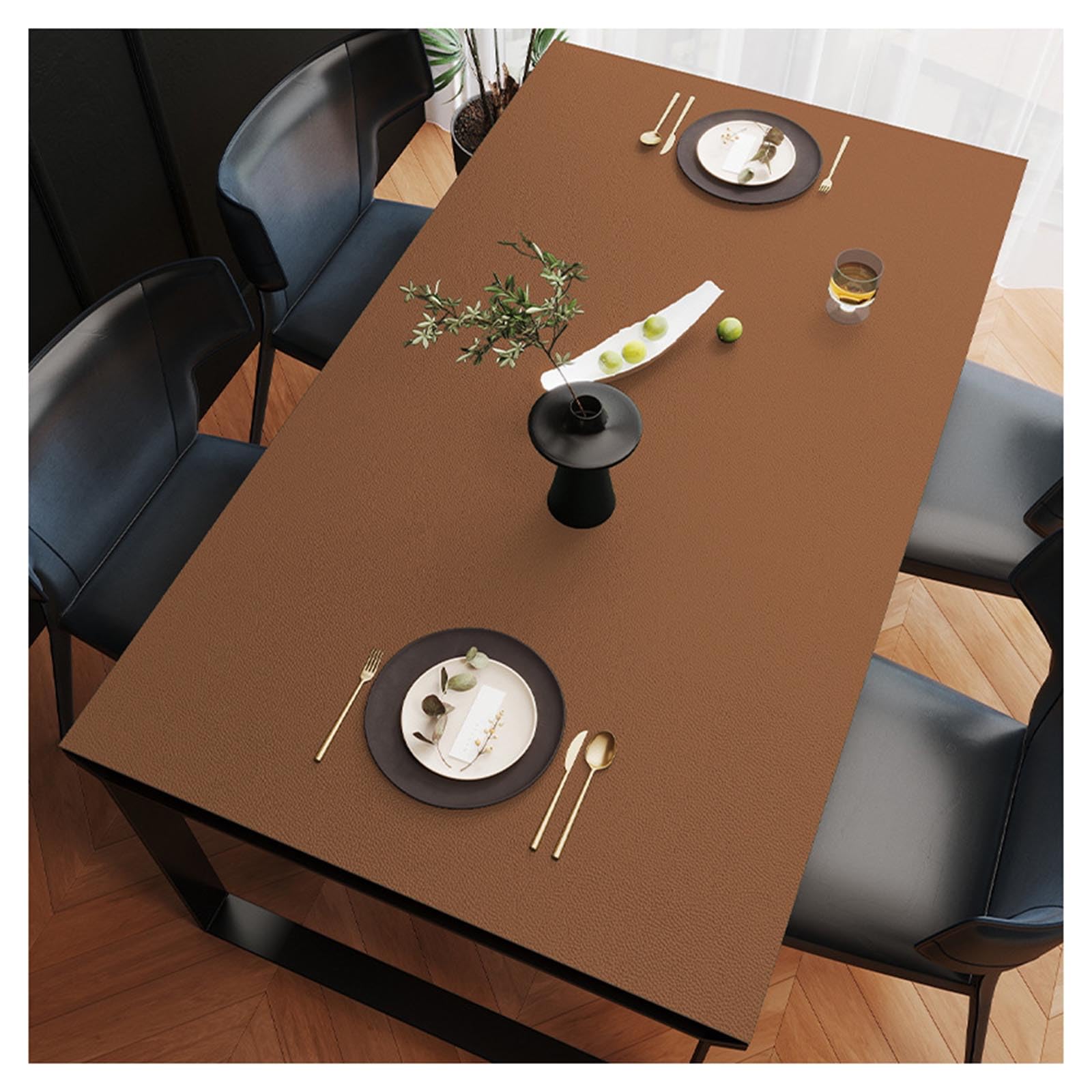 TabMat - Tovaglietta in finta pelle impermeabile, antimacchia, antiscivolo, facile da pulire, per tavoletta da caffè (60 x 120 cm, marrone) perfetta per case moderne