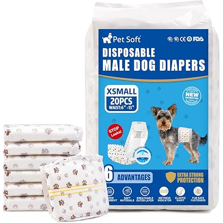 Pet Soft Dog Diapers Male - Disposable Male Dog Wraps Wetness Indicator,...