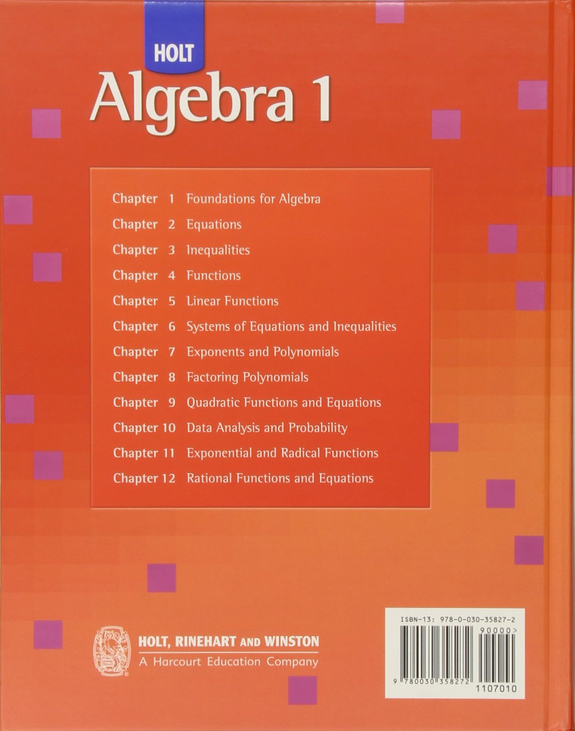 Algebra 1, Grade 9: Holt Algebra 1      Hardcover – January 31, 2007