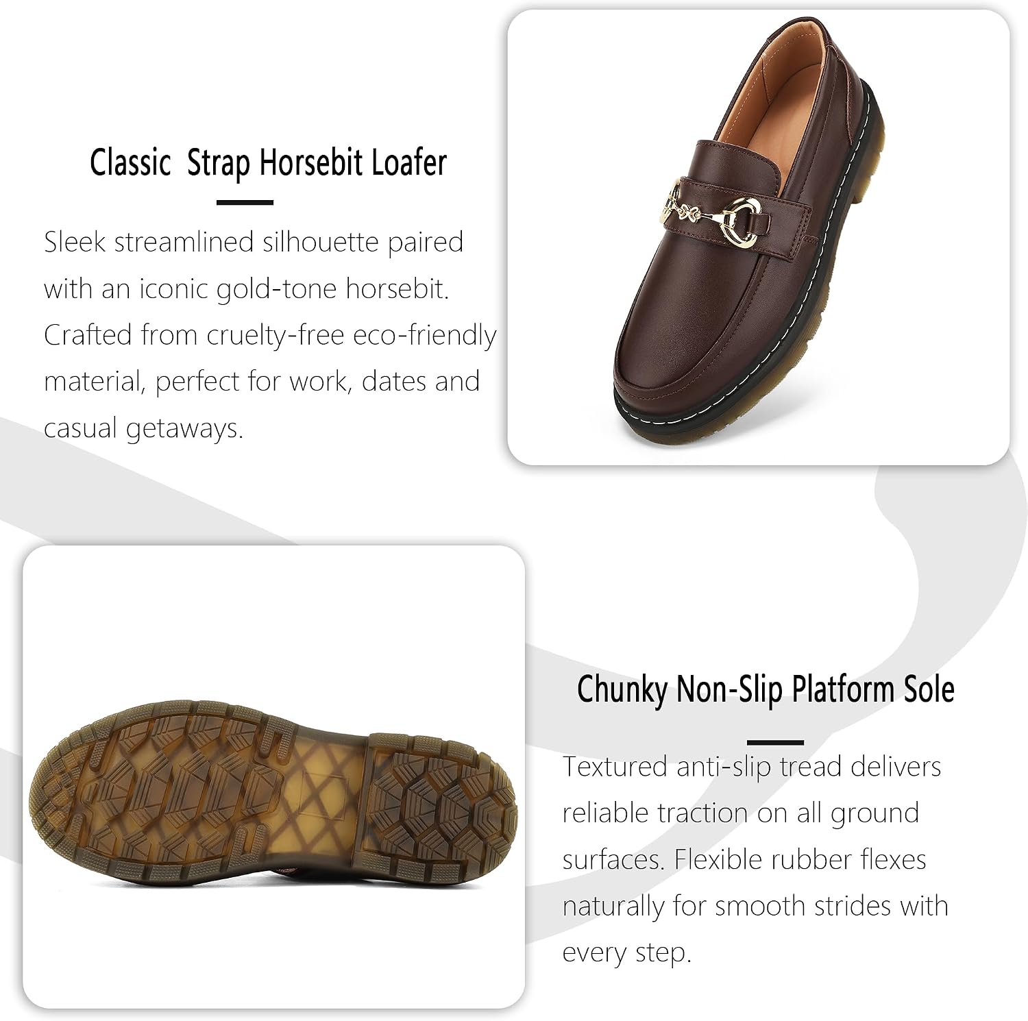 Women's Loafers - Slip On Shoes with Breathable Comfort, Retro Horsebit, Casual Summer Penny Loafers for Daily Wearing