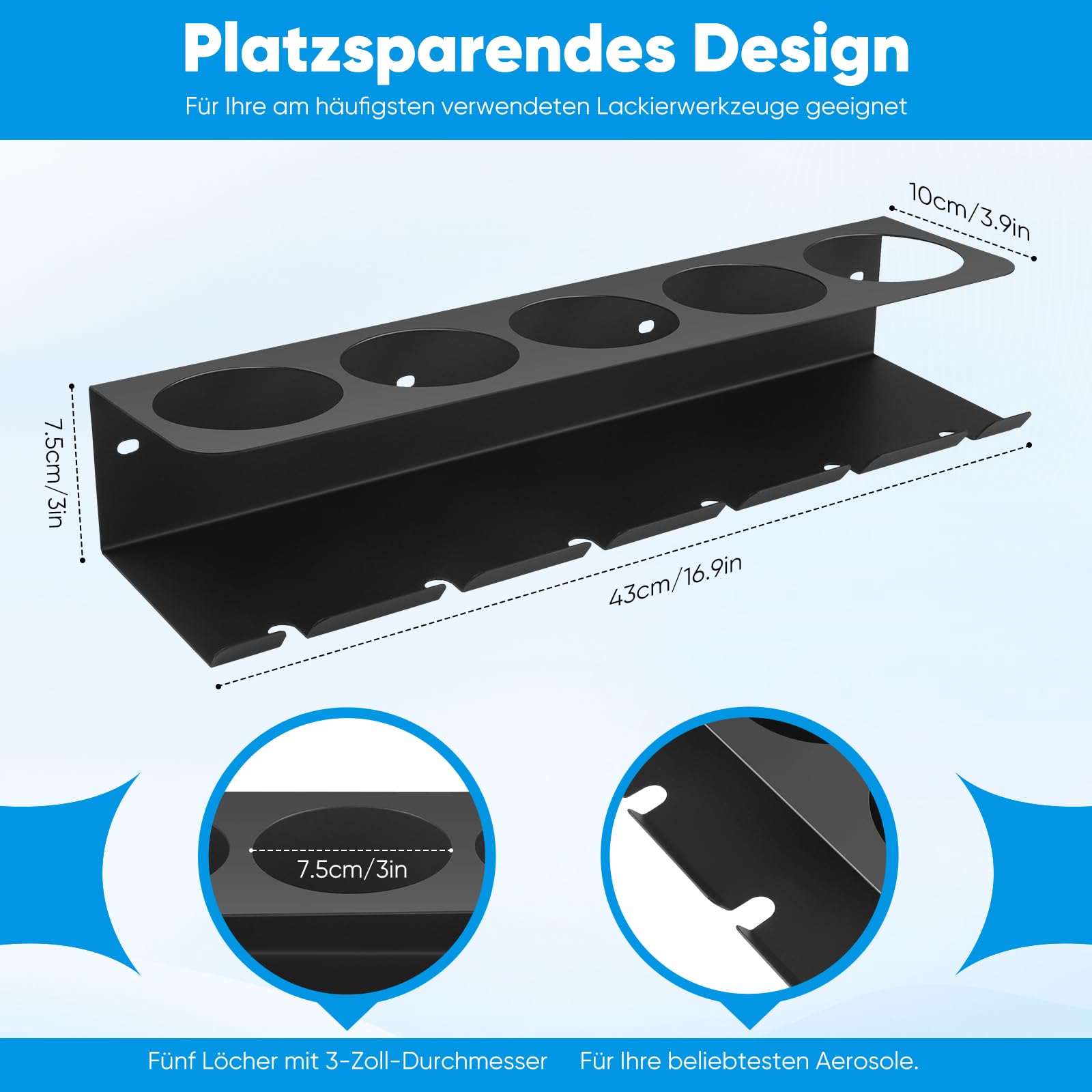 Spraydosenhalter 2Stück Metall-Wandhalterung mit 5 Schlitzen Dosenhalter Werkstatt & Garage Sprühdosenhalter als Spraydosen Regal Robuste Wandhalterung für Hobbyraum