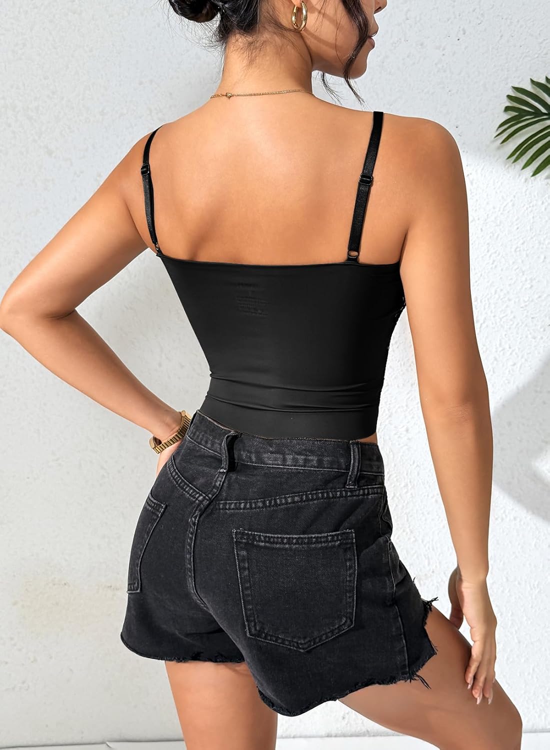 EVALESS Women Sequin Built-in Bra V Neck Tank Tops Summer Adjustable Spaghetti Straps Going Out Sleeveless Cami Shirts - Image 4