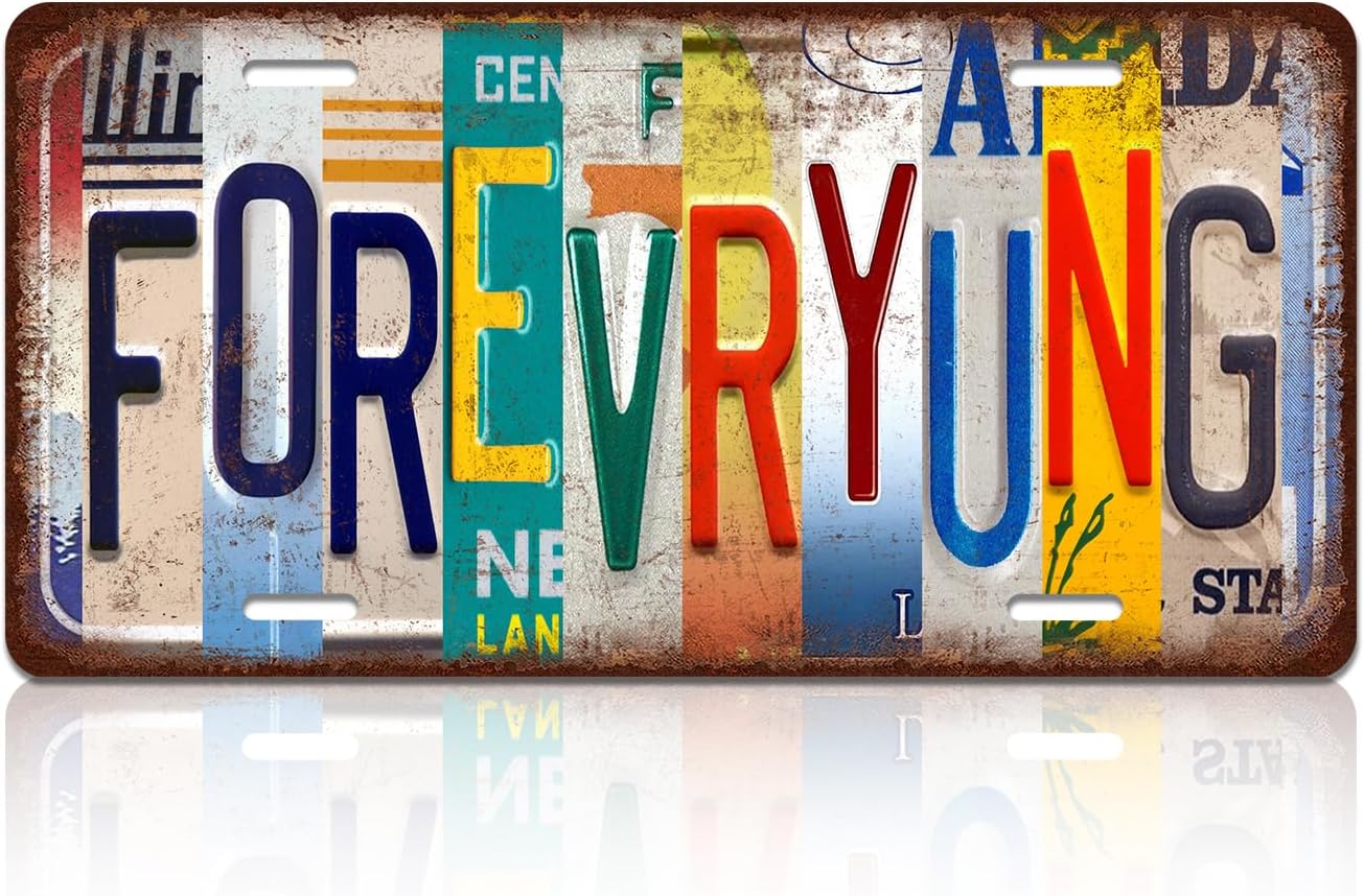 Placa de matrícula de metal vintage ForevrYung para decoración de pared, 12 x 6 pulgadas