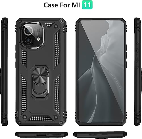 Miniatura 2 de Funda para xiaomi mi 11 con soporte, soporte de anillo de rotación de 360 grados, grado militar, a prueba de golpes, resistente, cubierta de