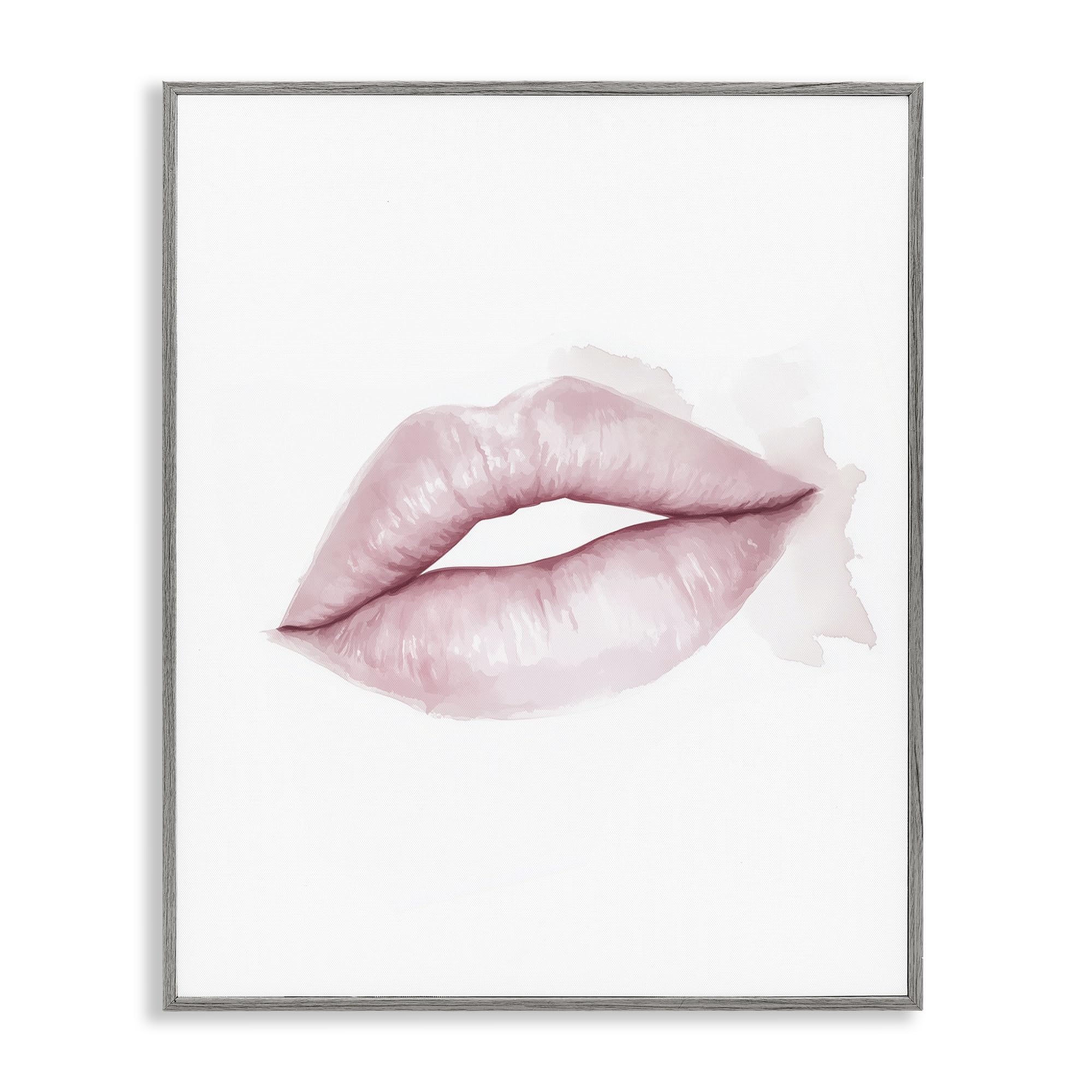 Rose lèvres aquarelle gris encadré tableau giclée 35x28 cm Simpson Art