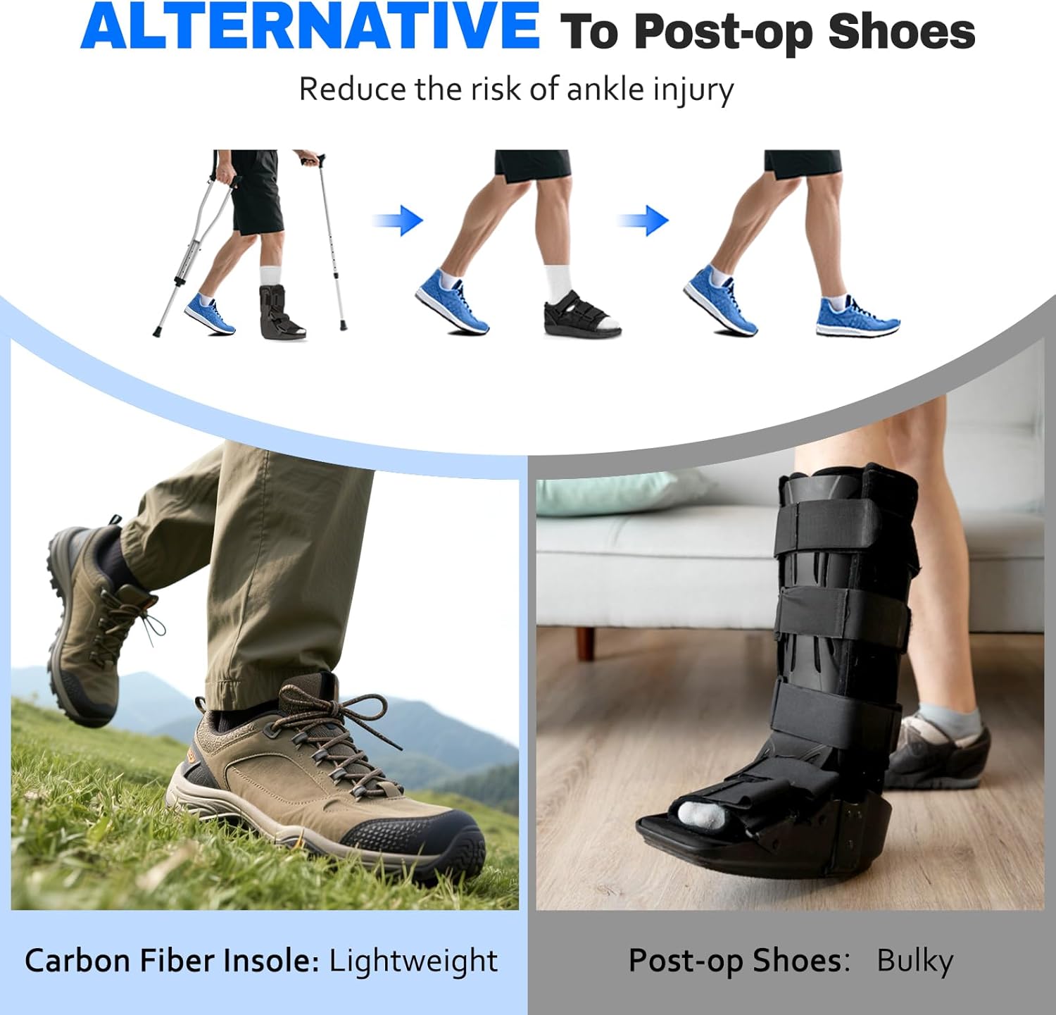 Carbon Fiber Insole, 1 Pair, Rigid Shoe Insert for Arthritis, Turf Toe, Hallux Limitus, Hallux Rigidus, Foot Fractures, Mortons Neuroma Inserts, Alternative to Post Op Shoe 215mm Black 2pcs - Image 5