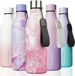 BJPKPK Bouteilles d'eau isolées, 18 oz bouteille d'eau en métal en acier inoxydable avec sangle, BPA Thermo de fuite gratuit, tasses, flaques, bouteille d'eau réutilisable pour le sport & Voyage, Noir