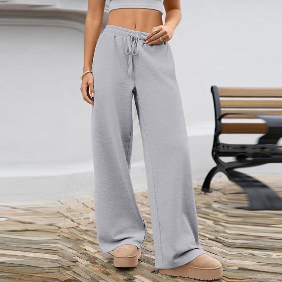 Pants Women Wide Leg High Waisted Drawstring Workout Sweatpants Winter Sweatpants Outdoor Joggers Trouser with Pockets