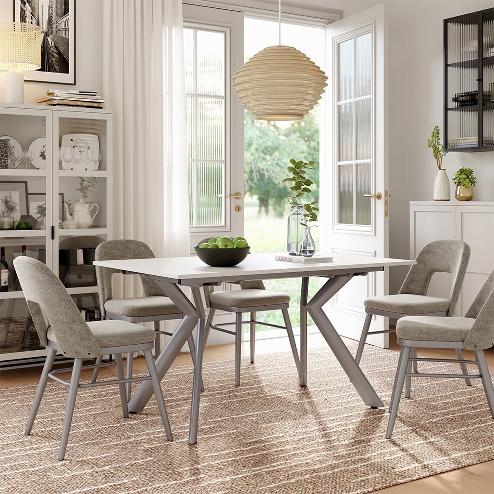 Vicco Tavolo da pranzo Trill, Bianco/Grigio, 140-190 x 90 cm | Allungabile, con estrazione sincronizzata per lunghezze del tavolo variabili
