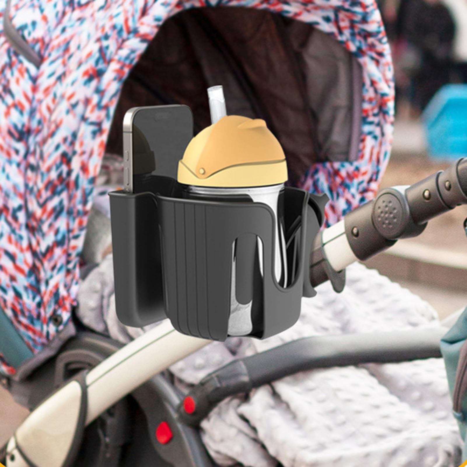 Supporto per portabicchieri per passeggino, supporto per telefono e bicchieri, robusto, regolabile, rimovibile, organizer per scooter, telefono, sedia a rotelle, deambulatore, mobilità, scooter e bici