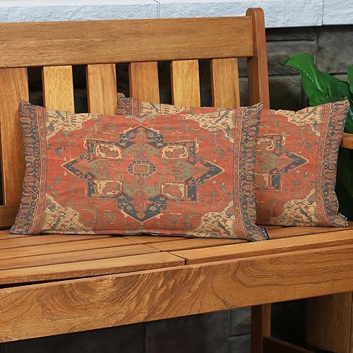 Miniatura 3 de EKOBLA Funda de almohada para alfombra voladora, diseño tribal romántico, diseño vintage, algodón y lino, fundas de cojín para sofá, hogar, oficina,