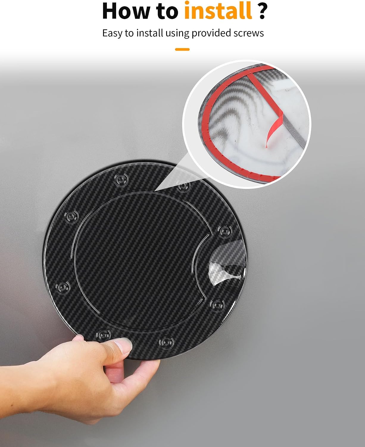 ABS Fuel Gas Filler Tank Door Cap Cover Fit for 2007-2013 Chevy Silverado GMC Sierra Gas Tank Cap Lid Housing Fuel Filler Door Cover Trim Exterior Accessories, Carbon Fiber