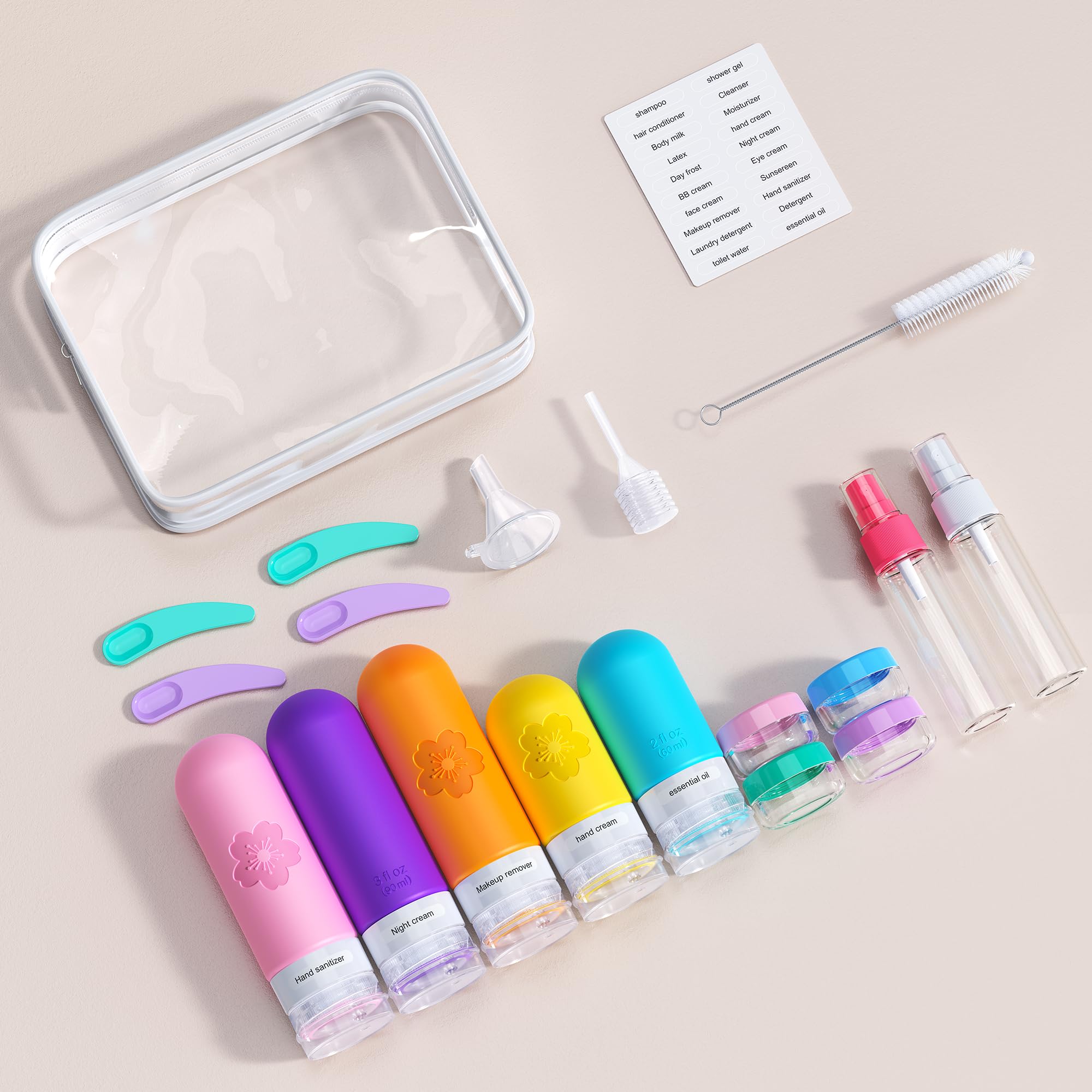 20 Pack Travel Bottles for Toiletries, Travel Essentials TSA Approved Silicone Travel Size Toiletries, Leak Proof Refillable Travel Containers — view 6