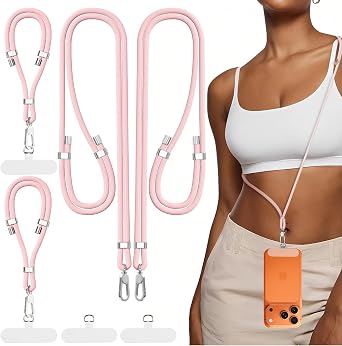 4-IN-1 Phone Lanyard + Wrist Strap, Adjustable Length Cell Phone Lanyard with Tether Tabs for iPhone,Smartphones