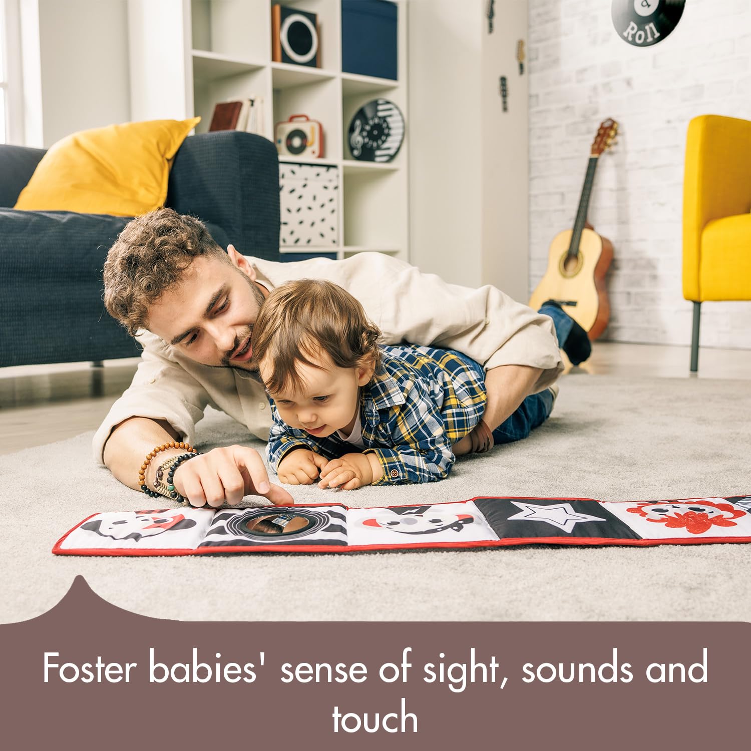 Tiny Love Double-Sided First Book, Baby Sensory Book, 0+ Months, Baby Books, Black and White, 6 Fun Activities - Image 4