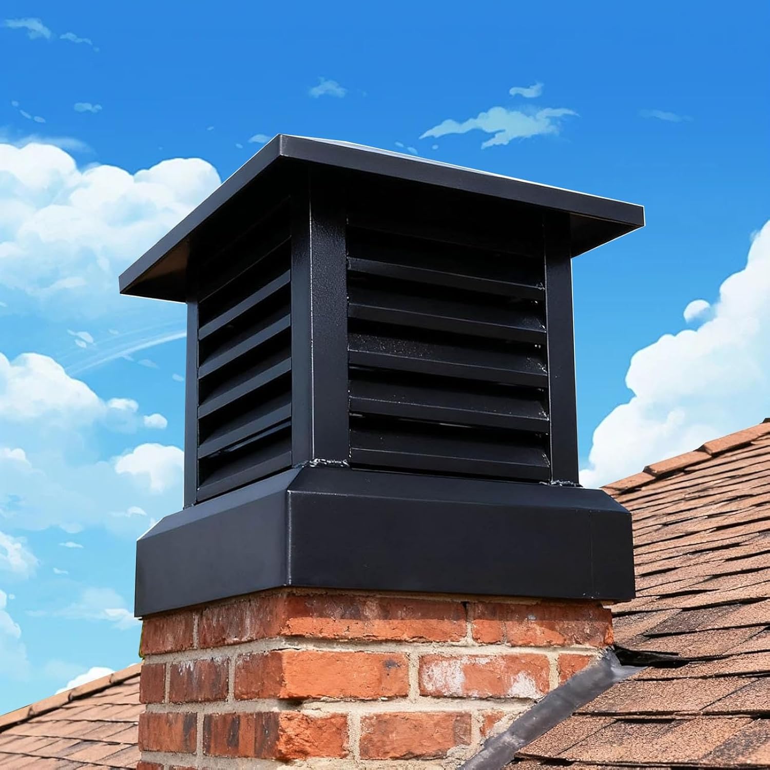Chimney Cap 10 12 14 16 18 20in Villa Cowl Fireplace Chimney Caps Rainproof Fireplace Chimney Cover Aluminum Alloy Drain Cap Outside Tapered Roof Vent Protector Chimney Flue(17.7in)