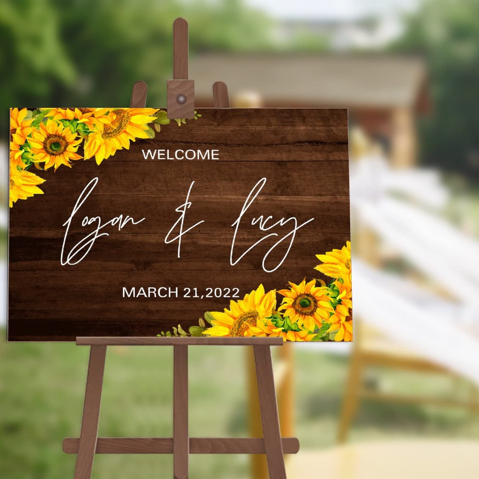 Panneau de bienvenue en bois personnalisé pour cérémonie de mariage