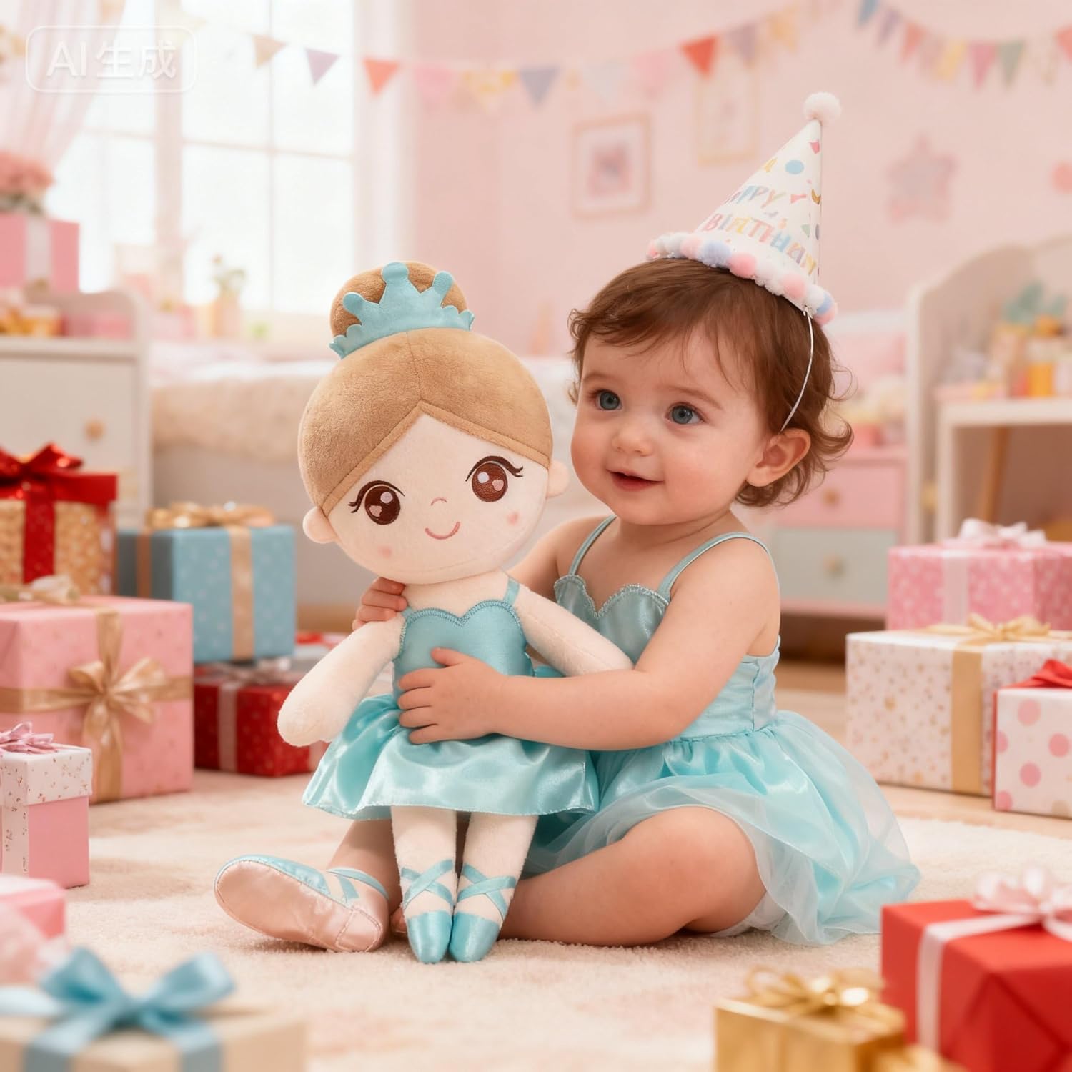 Gloveleya Baby Girl Gifts Dolls Soft Plush Toy Ballet Girl Doll Mint Green 14 Inches with Gift Box… - Image 7