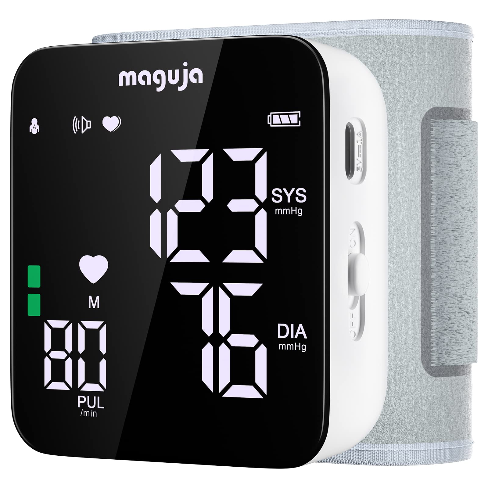 Blood Pressure Monitors for Home Use, maguja Rechargeable Blood Pressure Cuff Wrist Electronic Sphygmomanometer BP Monitors with Voice Broadcast, 180 Memory Storage for 2 Users