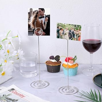 36 Pieces 8.75 Inch Table Number Holder Silver Table Sign Holder Stands Tall Tables-Number Stands Memo Note Cards-Stand for Wedding Birthday Party Restaurant