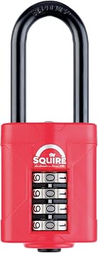 Squire Heavy Duty Padlock CP50/2.5 - Toughest Steel 2.5" Long Shackle - 4 Wheel 50mm Wide Combination PadlockRed- Alloy Steel for Corrosion Resistance Weatherproof Lock for Home, School & Garage