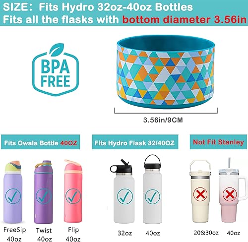Vista 150 de HEYSKAY Protective Silicone Boot for Hydro Flask Water Bottle Wide Mouth Water Bottle Anti-Slip Silicone Boot Bottom Protector Water Bottle