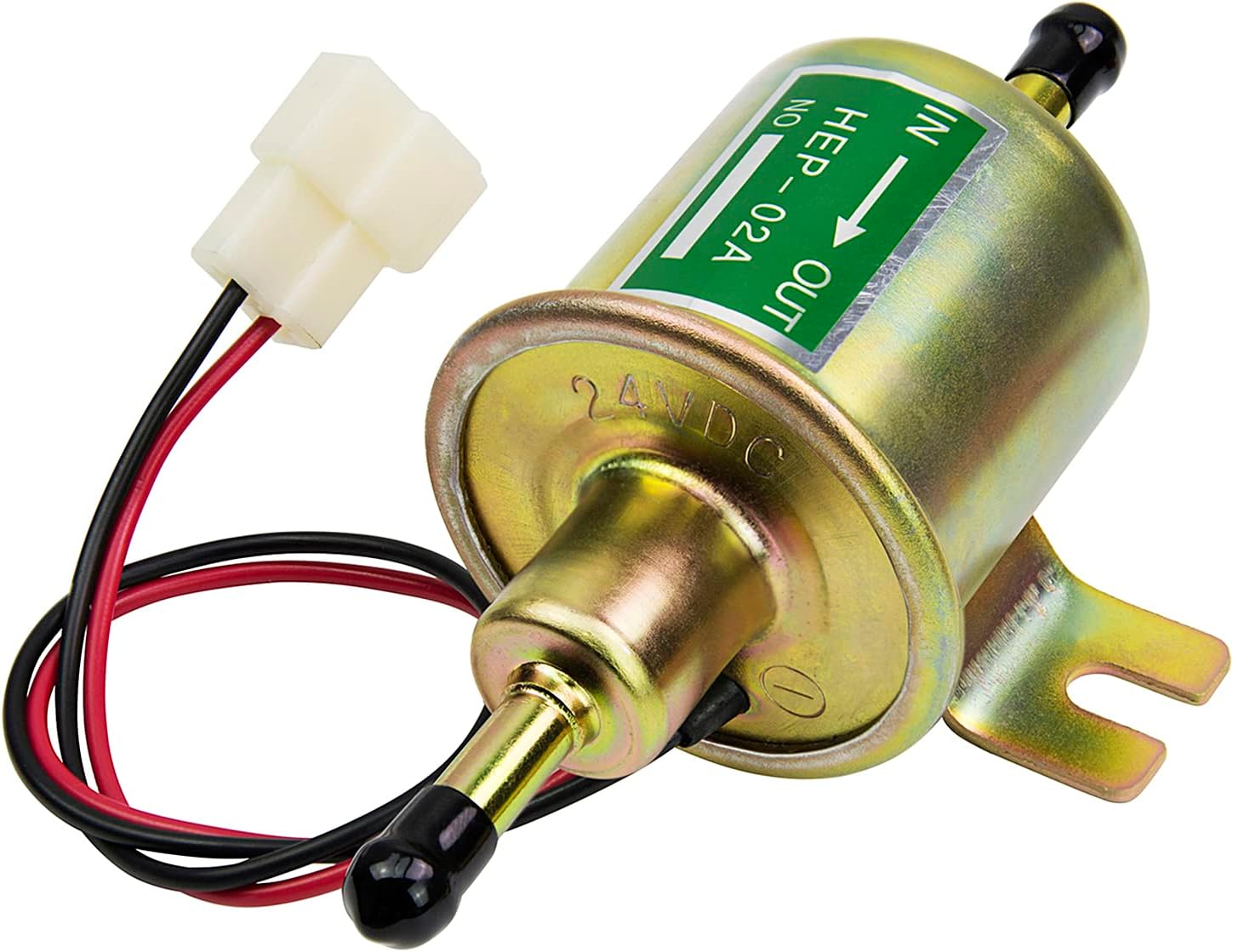 Universal 24V Low Pressure Heavy Duty Gas Diesel Inline Electric Fuel Pump HEP-02A (3-8 PSI) for Motorcycle Carburetor Lawn Mower
