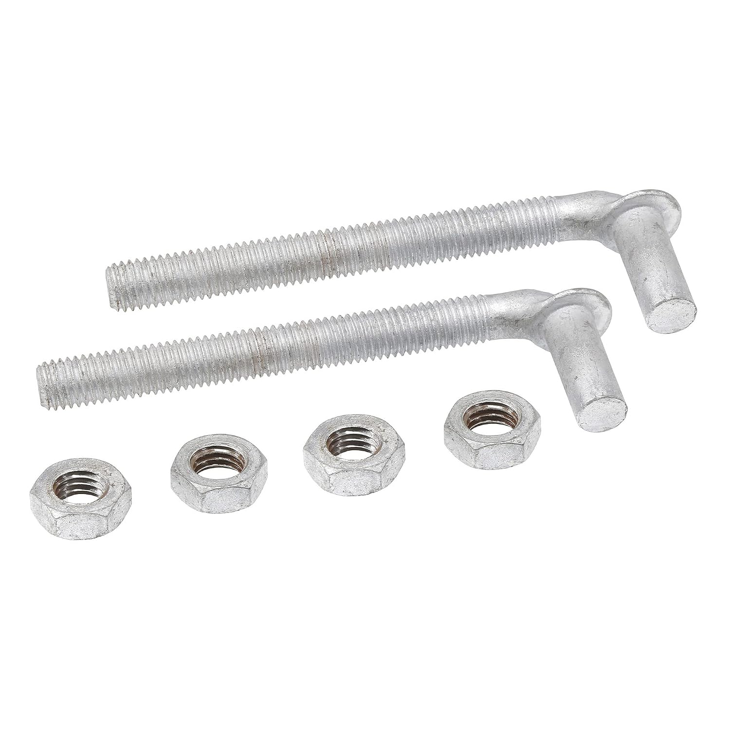 J-Bolt Post Hinge 5/8" x 6" - Male J Bolts with Nuts (Pack of 2)