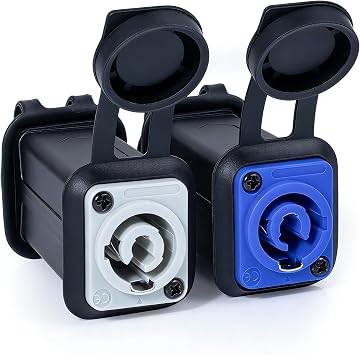 SMALL-EYE Power Connector Coupler 2-Pack, 20A 250V Inline Adapter | 3-Pole Locking Connection, Rubber Dust Covers, Cable Extension Solution, Stage and Pro Audio Systems