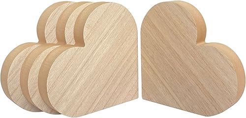 Miniatura 5 de Paquete de 4 carteles de corazón de madera gruesa de 8 pulgadas para manualidades, bloque de madera de fibropanel de densidad media sin terminar (8