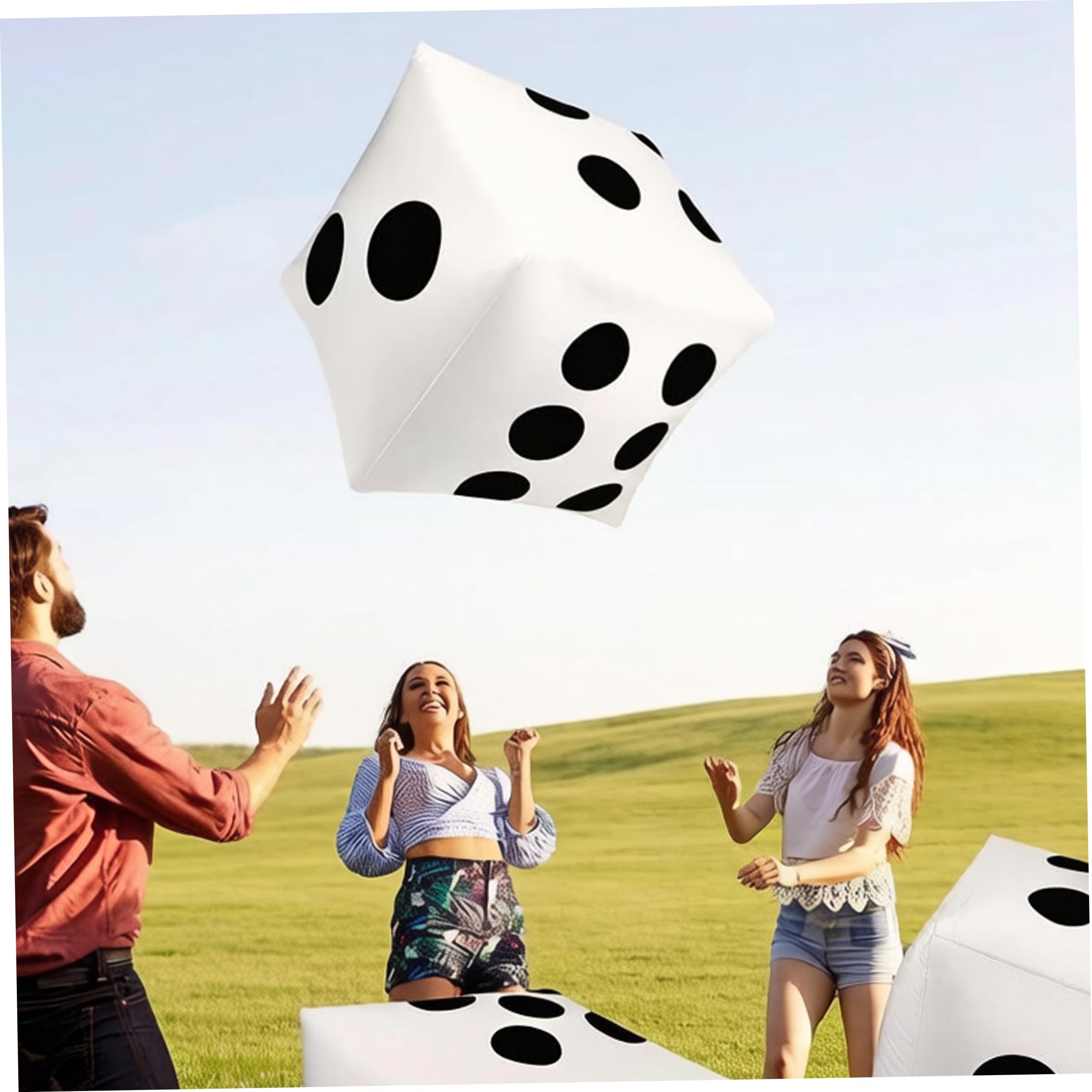 Dados inflables Gigantes de 40 Pulgadas, Dados Gigantes de PVC a Prueba de Fugas para Juegos de Mesa de Fiesta en la Piscina de césped Interior y Exterior, Blanco - Inflable