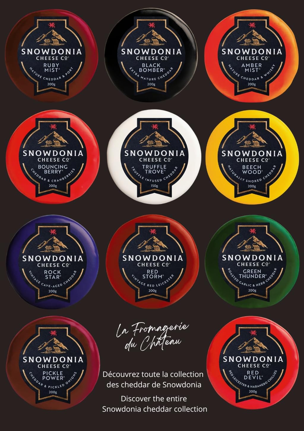 3 x Cheddar Snowdonia Cheese Company Ruby Mist 200g