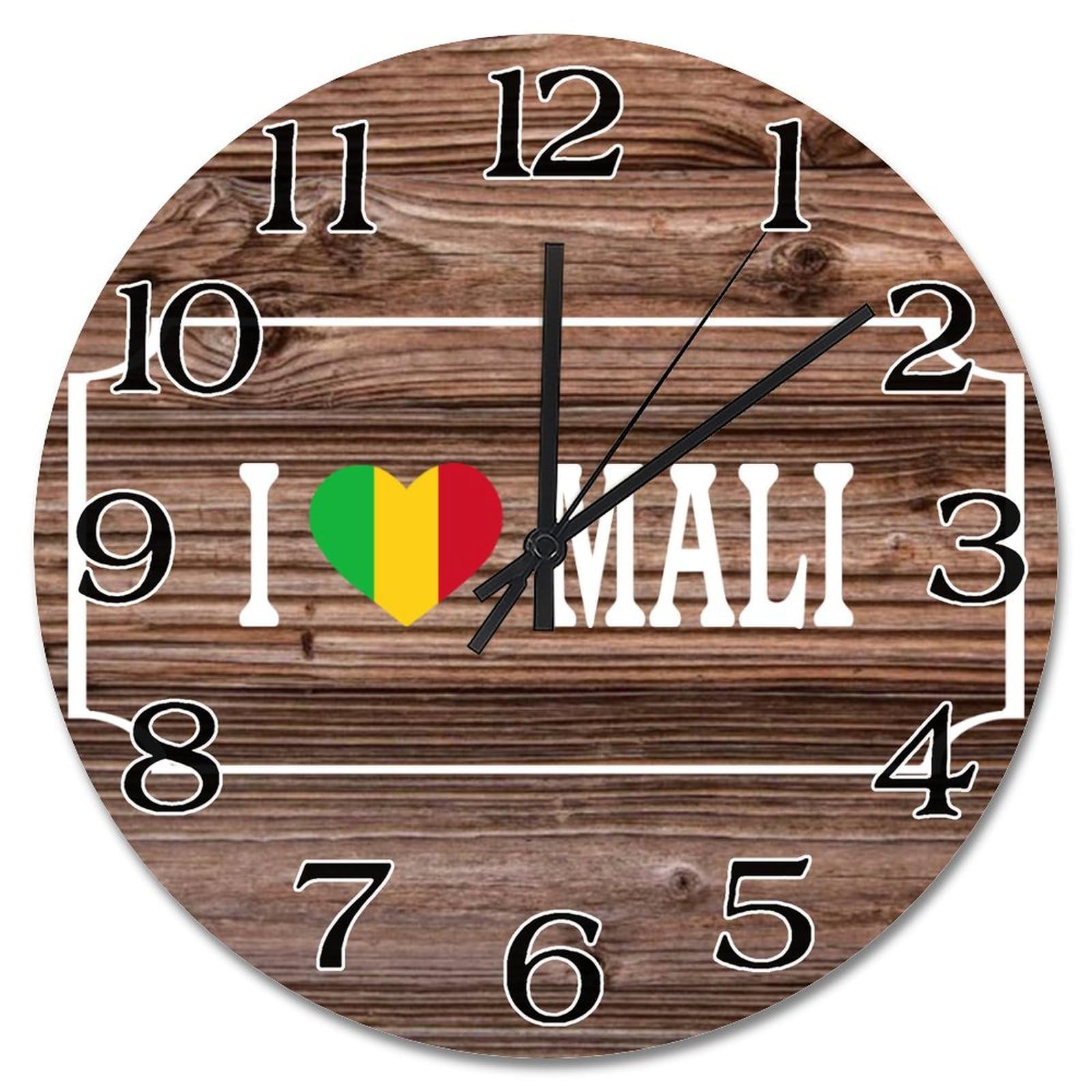 Horloge murale en bois Mali 25,4 cm silencieuse décoration murale maison salon