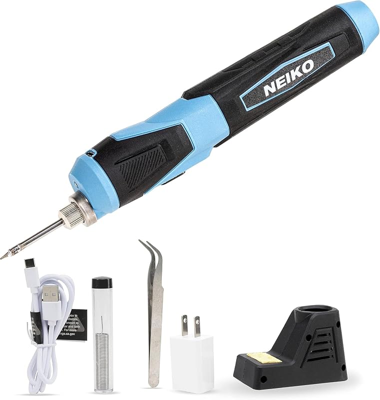 40421A Wireless Soldering Kit, Mini USB Rechargeable Solder Iron Pen, Rapid Heat 356-750°F (180-400°C) Electrical Soldering Kit, LED, 4V Lithium-Ion Battery, Cordless Soldering Iron Kit