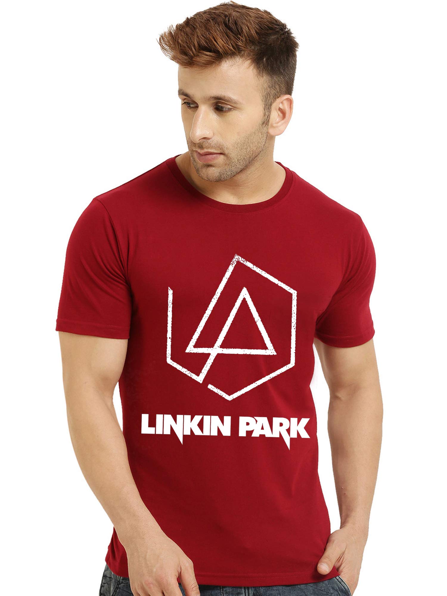 bluehaaat Men's Linkin Park Graphics Printed Cotton T Shirt Half Sleeve
