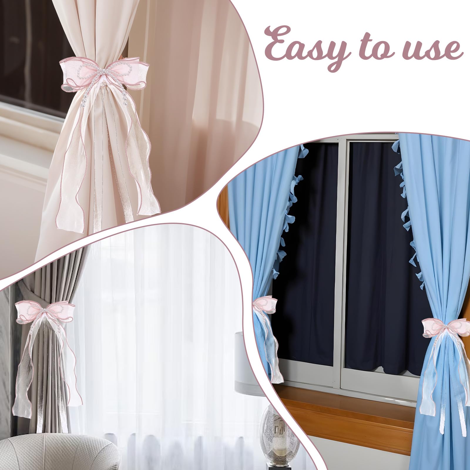 Lot De 2 Embrasses De Rideaux élégantes En Dentelle Avec Nœud Papillon Pour Décoration D'intérieur