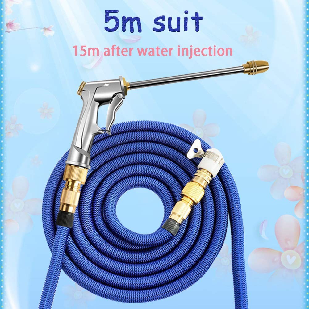 Sprinkler-Gartenwasserpistole, erweiterbar, kein Knicken, Gartenschlauch mit Sprühdüse (5 m Anzug)