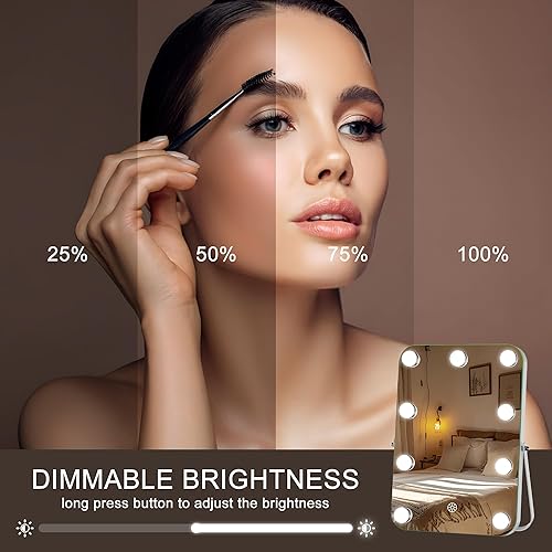Miniatura 6 de Hasipu Espejo de maquillaje LED con altavoz Bluetooth, espejo de tocador Hollywood de 10.6 x 14 pulgadas con luces, marco blanco rectangular