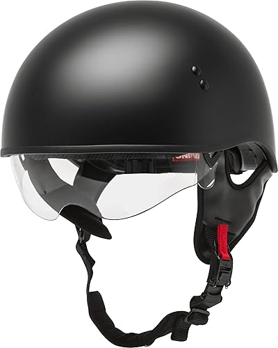 Miniatura 4 de GMAX HH-65 Naked Half Casco (negro mate, pequeño) - Aprobado por FMVSS 218